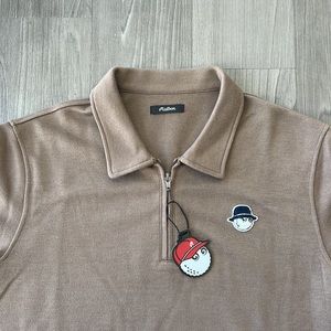 Malbon 1/4 Zip in Brown/Tan with Logo. Brand New with Tags.